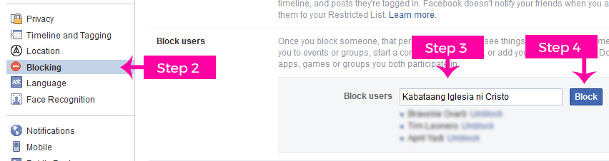 step 2 3 4 how to block a page